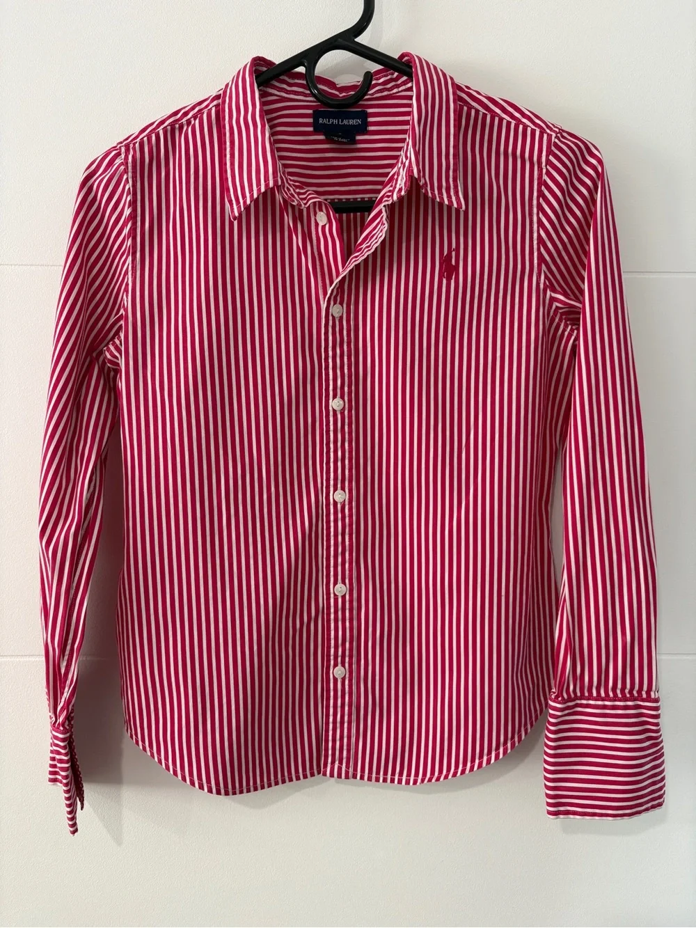Ralph Lauren Girls Hot Pink & White Stripe Button-Up Shirt